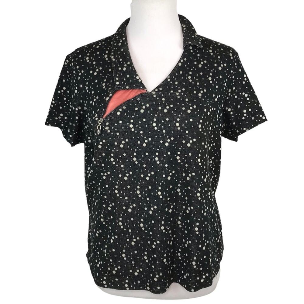JAMIE SADOCK Golf Polo Shirt Collared Polkadot Shirt Sleeve Tee Women’s Medium